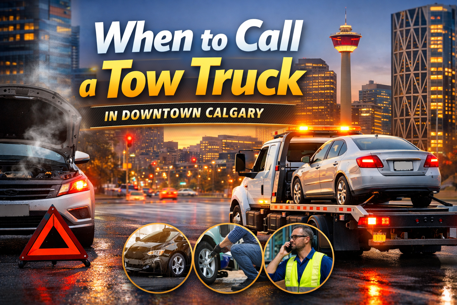 Tow Truck in Downtown Calgary