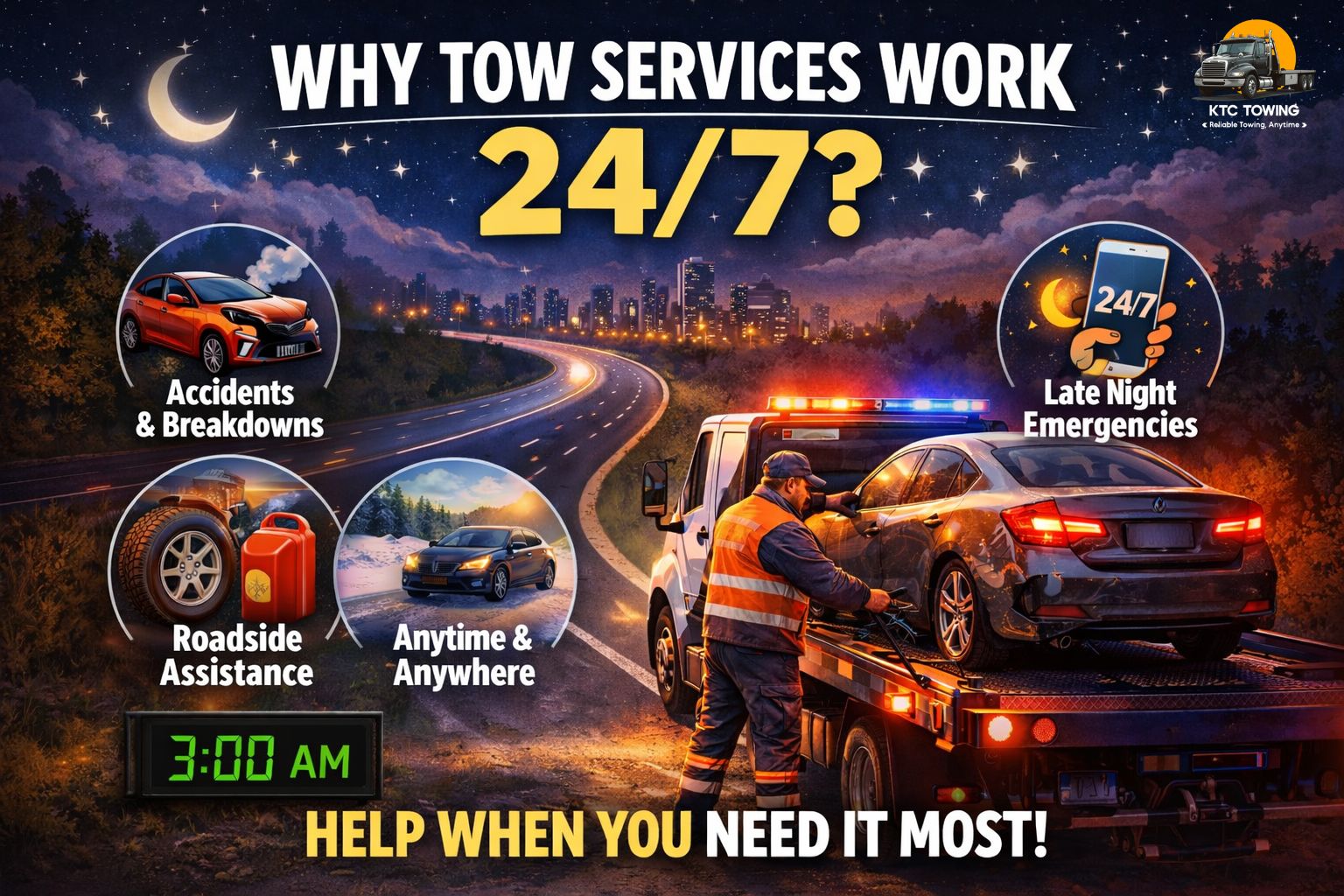 Why Tow Services Work 24/7?